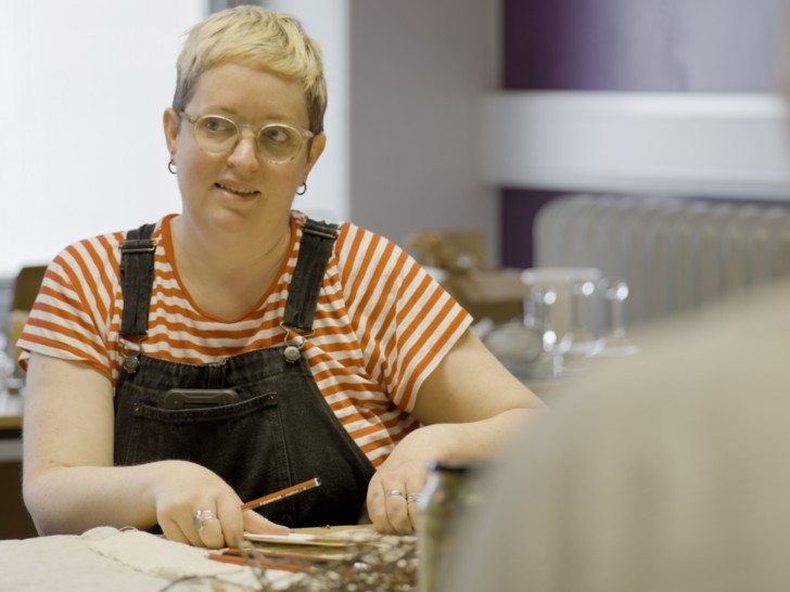 Candid photograph of Frances Disley during a workshop.